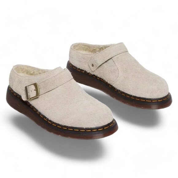 Dr. Martens Isham Taupe Shearling Slingback Mules Sandals Unisex US W-9 M-8 _A1 - Picture 7 of 16
